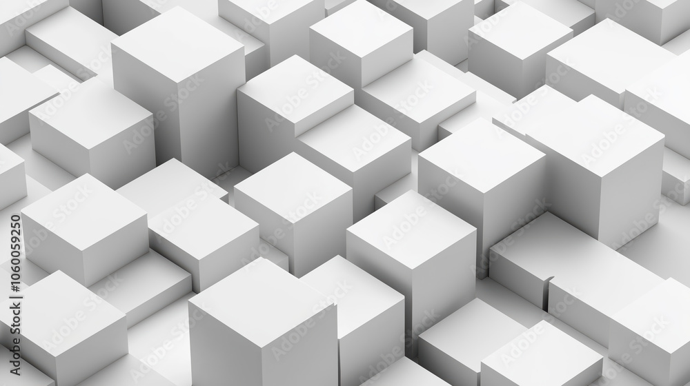 A white background with many white cubes A white background with many white cubes