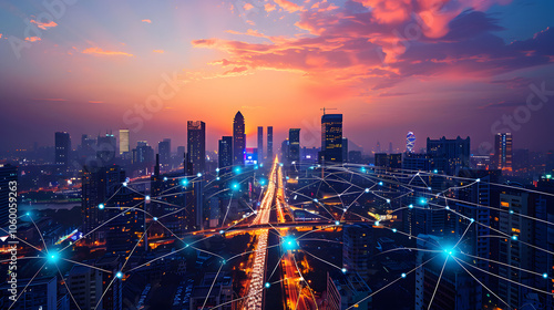 Smart City and network connection concept