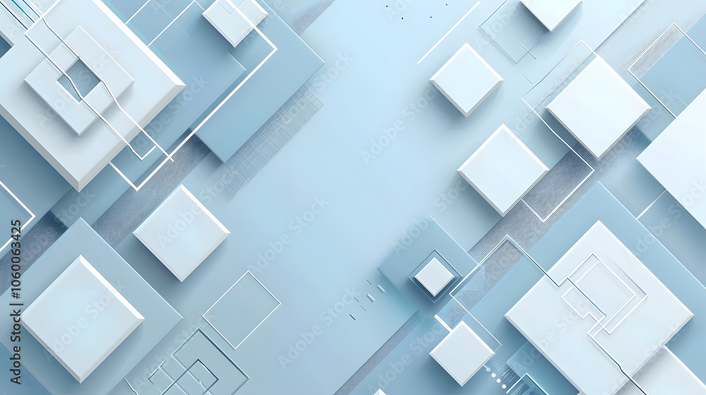 Fototapeta premium Stylish high-tech background with light blue and white geometric shapes