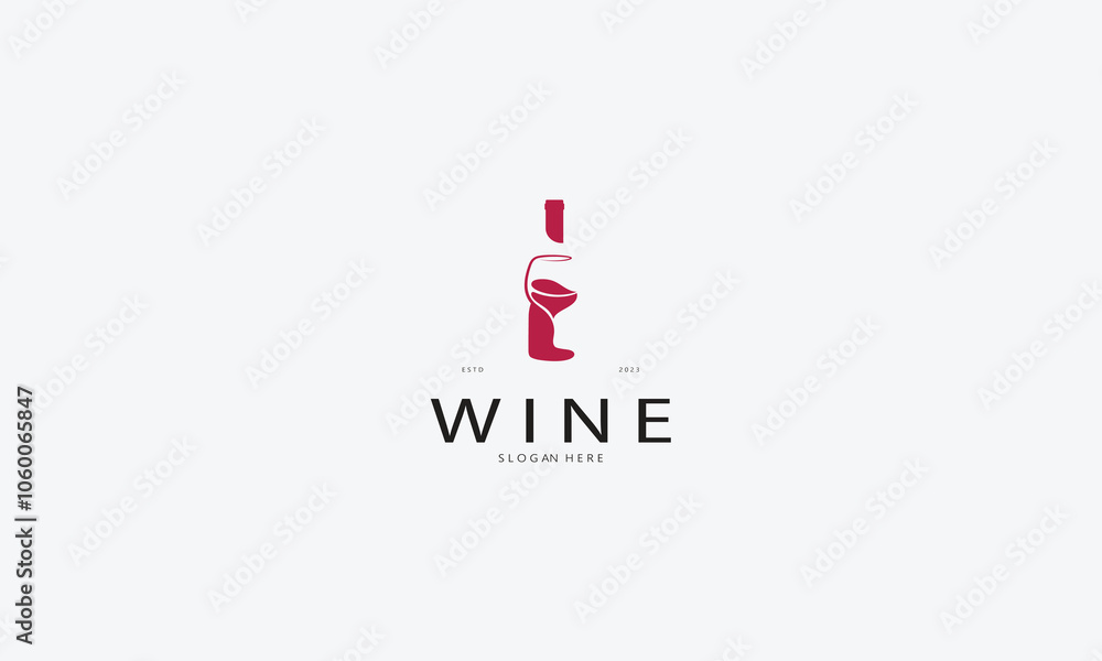 Obraz premium Wine bar logo design vector template