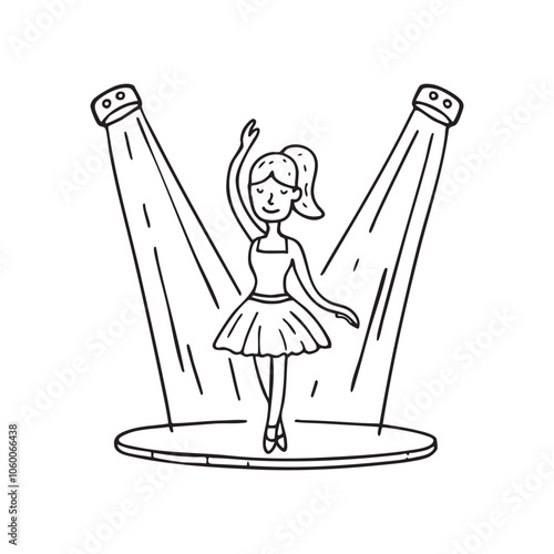 Dancer on stage with spotlights 
