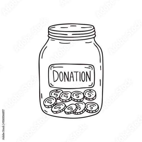 Donation jar filled with coins photo