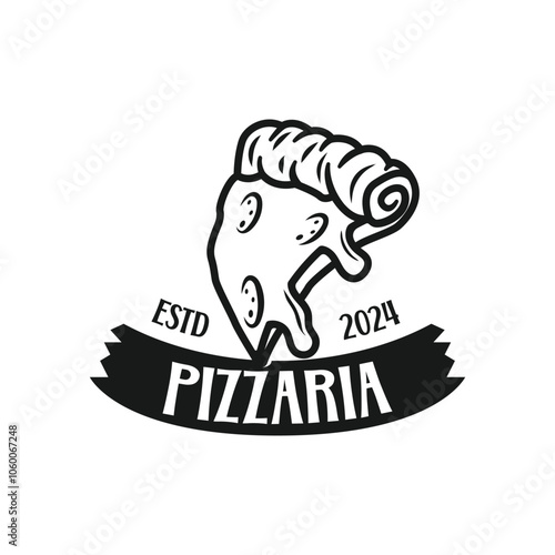 Pizza Logo Template Design Vector, Emblem, Design Concept, Creative Symbol, Icon. this logo suitable for fast food logo especially Pizza Restaurant.