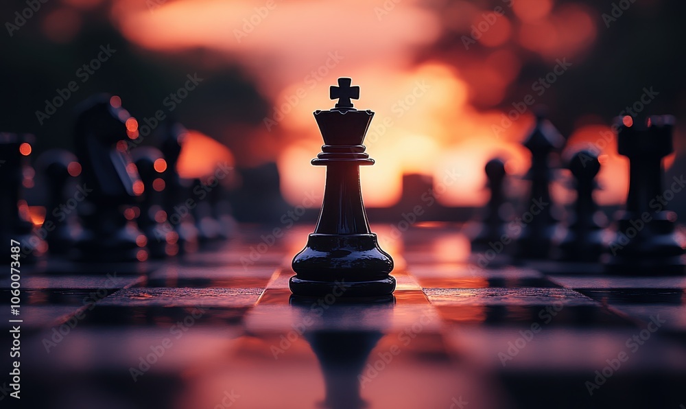 Chess King with Sunset Background Chess King with Sunset Background