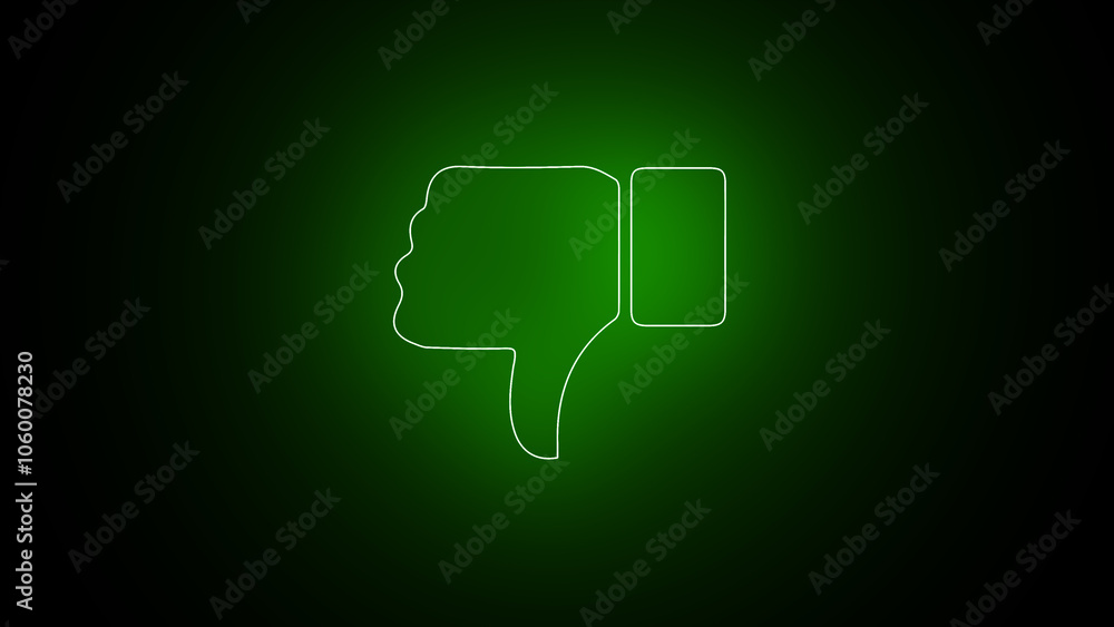 Glowing Neon dislike icon: Digital Abstract Symbol in Green with Cyber-Urban Aesthetic, Modern Tech-Inspired Gesture Outline for Social Media Approval, Isolated on Black, Retro-Style, Brick Wall Vib Glowing Neon dislike icon: Digital Abstract Symbol in Green with Cyber-Urban Aesthetic, Modern Tech-Inspired Gesture Outline for Social Media Approval, Isolated on Black, Retro-Style, Brick Wall Vib