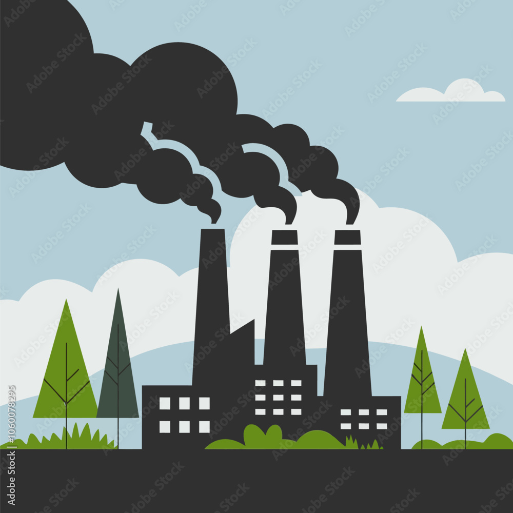 Fototapeta premium Air Pollution icon Industrial Factory air pollution vector art design image