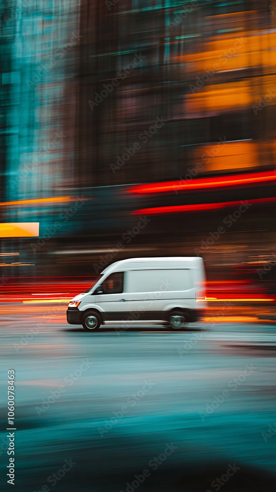 Fototapeta premium Delivery truck with blank white board for mockup