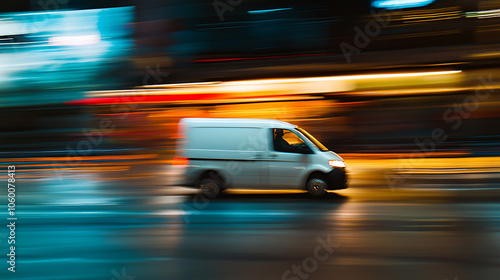 Delivery truck with blank white board for mockup