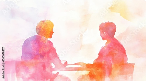 Encouraging Mentor in Soft Watercolor Style