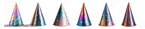 Collection of party hat isolated on transparent background