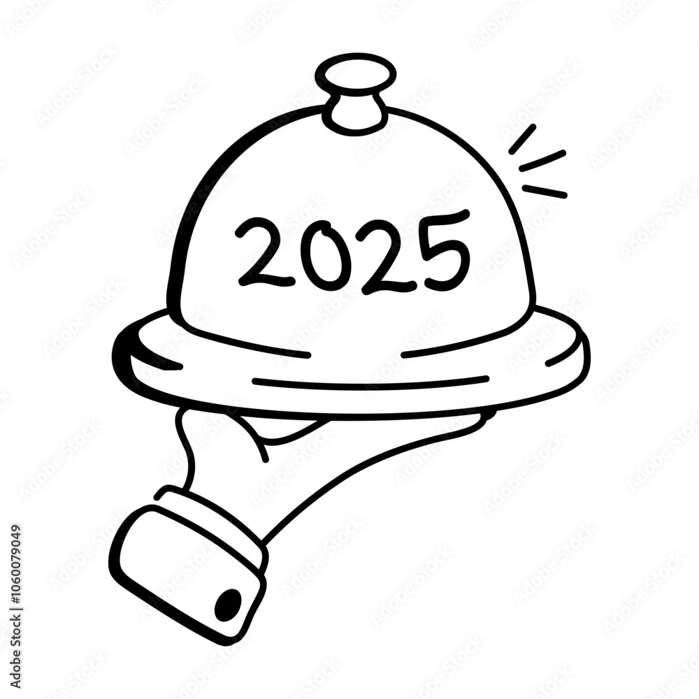 Fototapeta premium Doodle icon of a hand holding a dinner tray