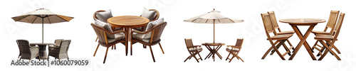 Outdoor dining set isolated on transparent background