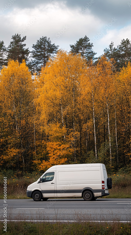 Fototapeta premium Delivery truck with blank white board for mockup