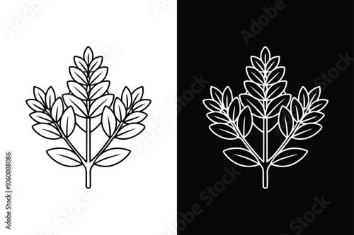 Black solid icon for fenugreek ,A bunch of fenugreek leaves icon , herb element, green, isolated vector on white background.