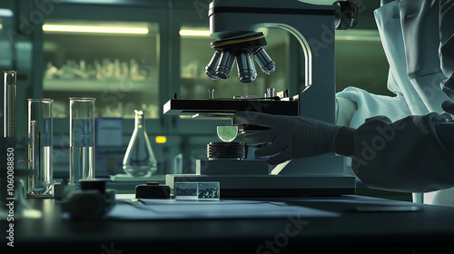 Lab Assistant Preparing Biological Sample Slide for Microscopic Analysis, Highlighting Precision and Care in Laboratory Work