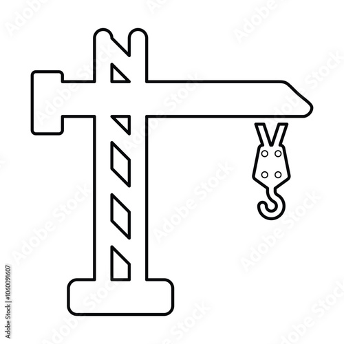 Tower Crane Icon In Outline Style