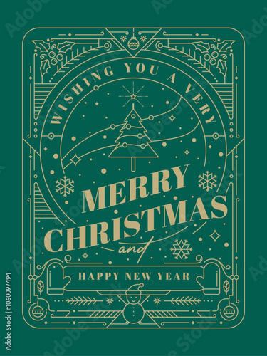 Luxury and minimalist christmas greeting card design