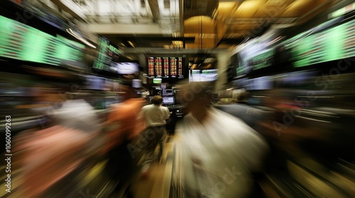 Wallpaper Mural Traders in a bustling financial hub, eyes glued to screens, conveying the tense atmosphere of market volatility and the high stakes of trading. Torontodigital.ca