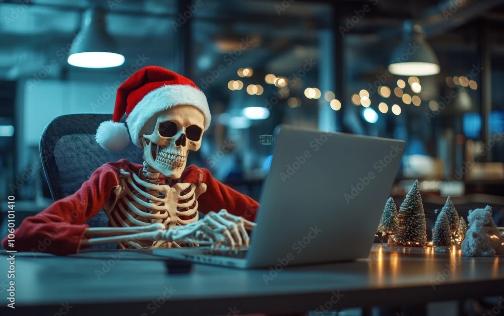 programmer skeleton in santa hat programmer skeleton in santa hat