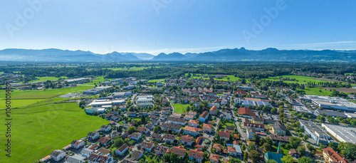 Ausblick auf Kolbermoor an der Mangfall im Alpenvorland in Oberbayern  photo