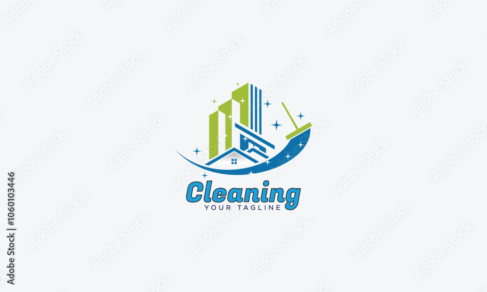Obraz premium Creative cleaning logo design vector template