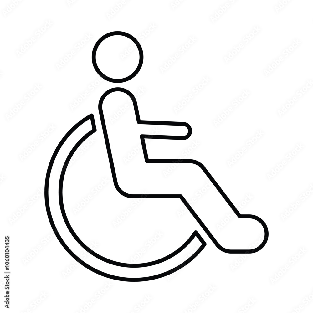 Wheelchair, Disable Icon In Outline Style Wheelchair, Disable Icon In Outline Style