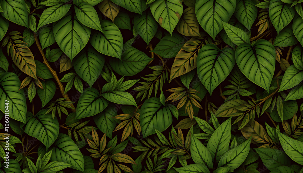 Fototapeta premium Dense Jungle Vines and Leaf Canopy Pattern.
