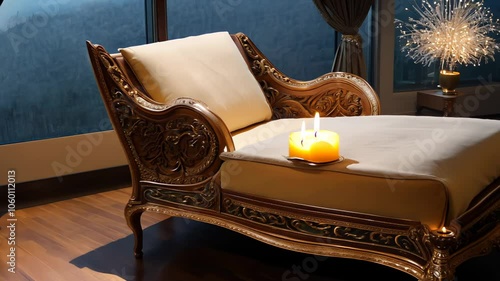 Cozy reading corner with a comfortable armchair, soft lighting, and elegant decor for relaxation. video