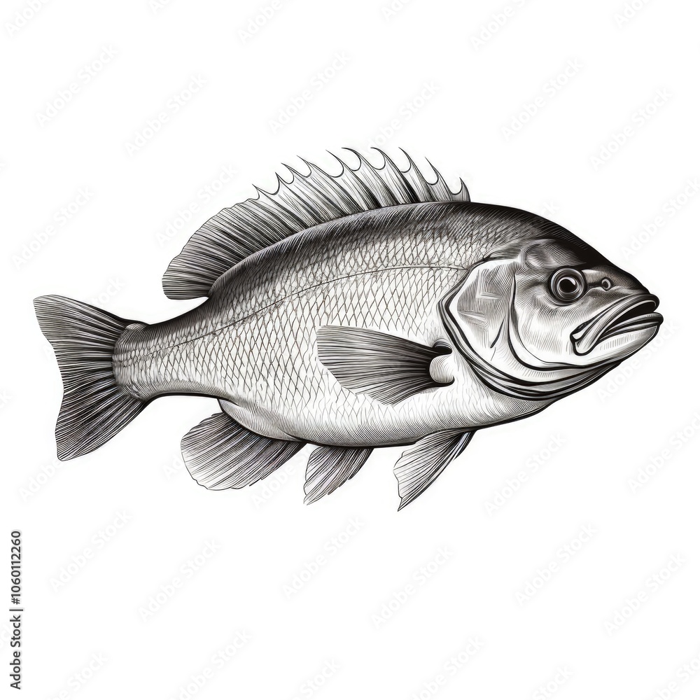 Obraz premium A Minimalist Stick Drawing of a Crappie Fish in Nature