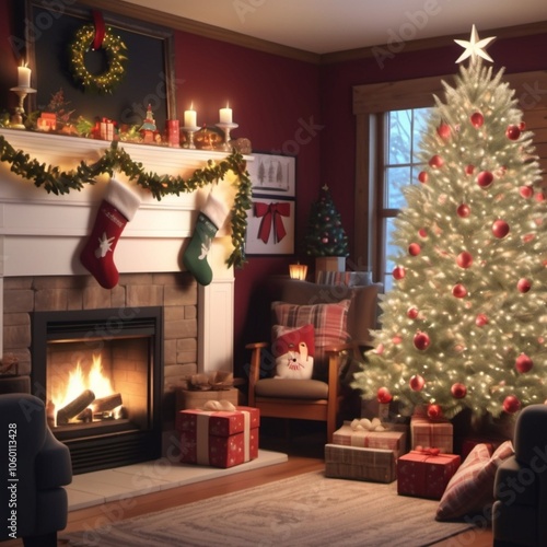 christmas tree with fireplace