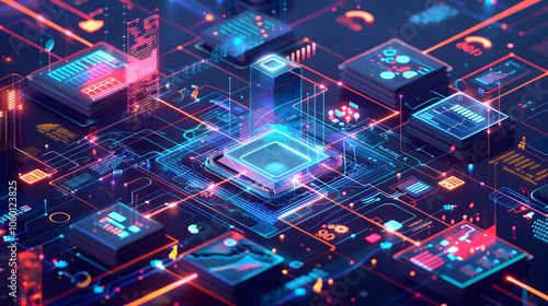illustration of App Modernization concept, showcasing the evolution of technological application development with a focus on artificial intelligence growth and digital transformation