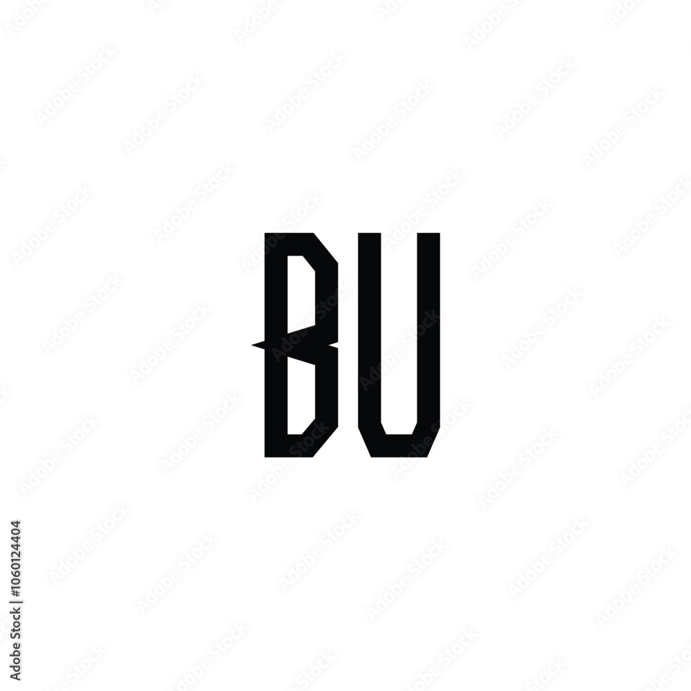 Obraz premium BU monogram logo design letter text name symbol monochrome logotype alphabet character simple logo