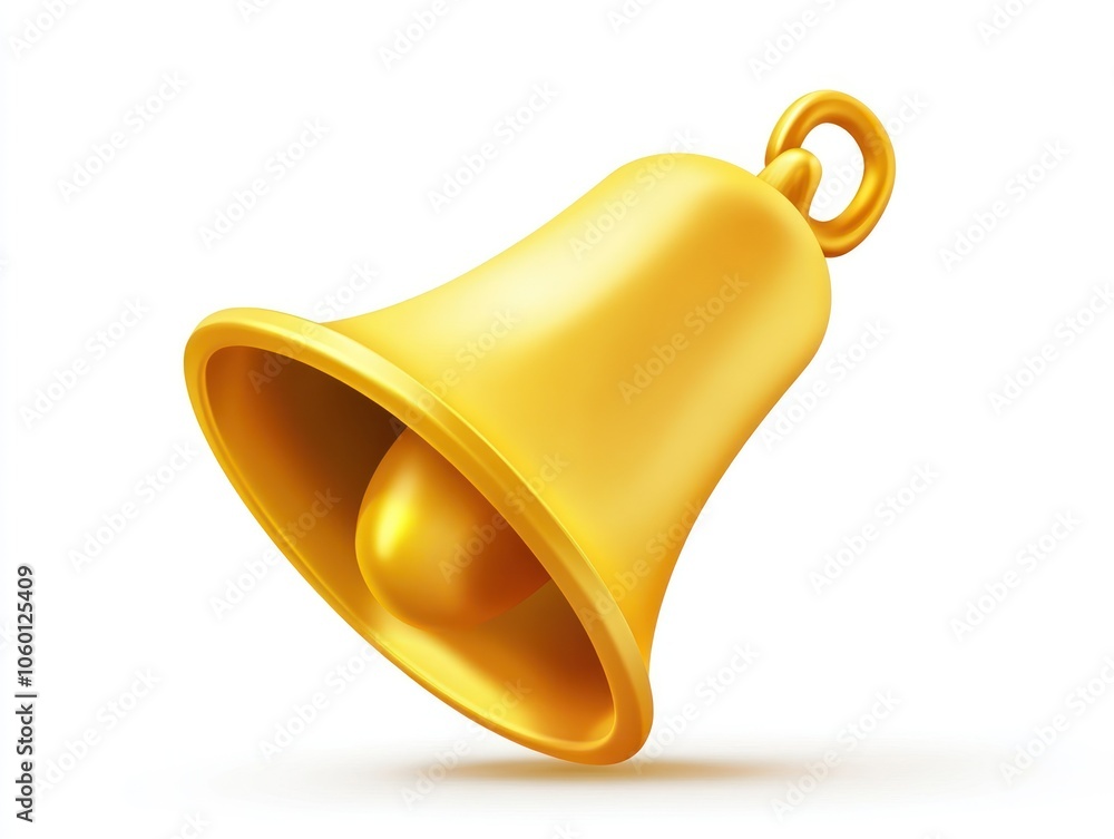 A shiny golden bell with a smooth surface and a loop for hanging. A shiny golden bell with a smooth surface and a loop for hanging.