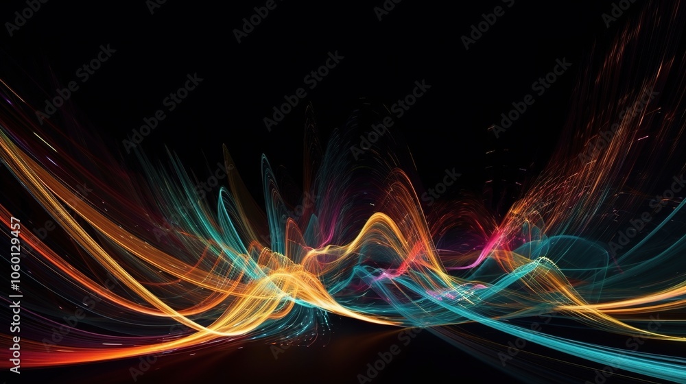 Colorful Light Trails in Abstract Pattern Colorful Light Trails in Abstract Pattern