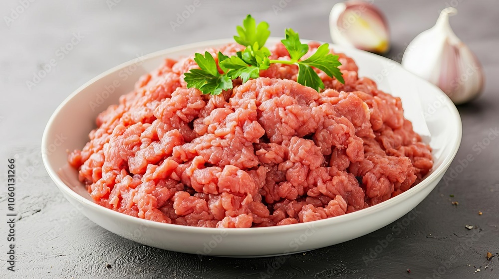 Ground beef closeup showing moist and tender textures, natural red color, highresolution for culinary use Ground beef closeup showing moist and tender textures, natural red color, highresolution for culinary use