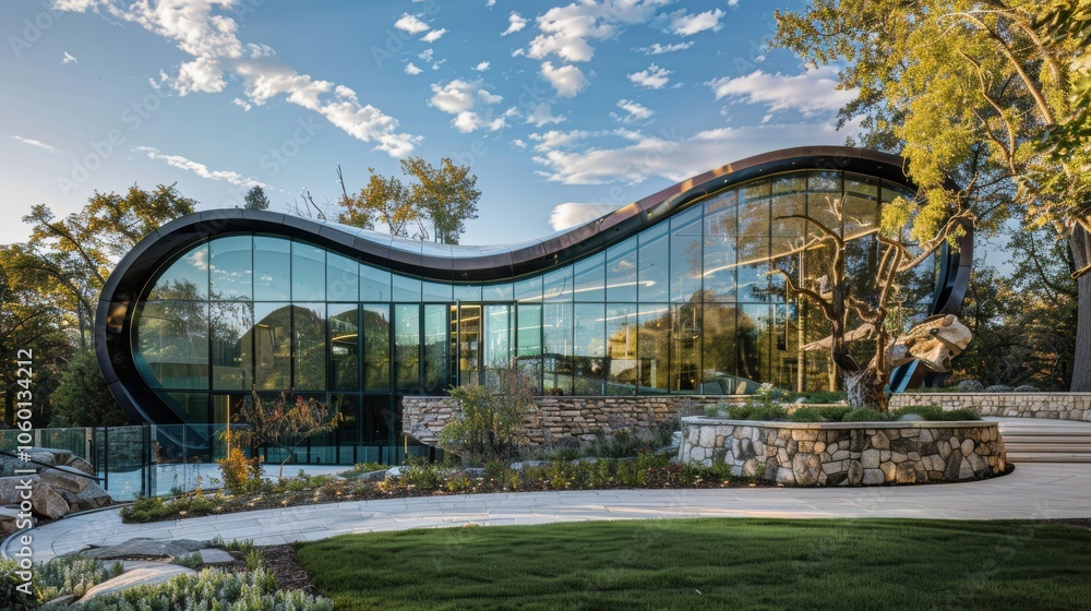 Fototapeta premium Curving Organic Architecture with Abstract Design Elements