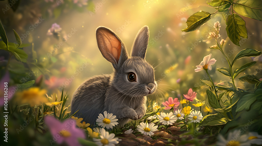 A cutest baby rabbit you have ever seen, running in the grassland and beautiful flower forest. A cutest baby rabbit you have ever seen, running in the grassland and beautiful flower forest.