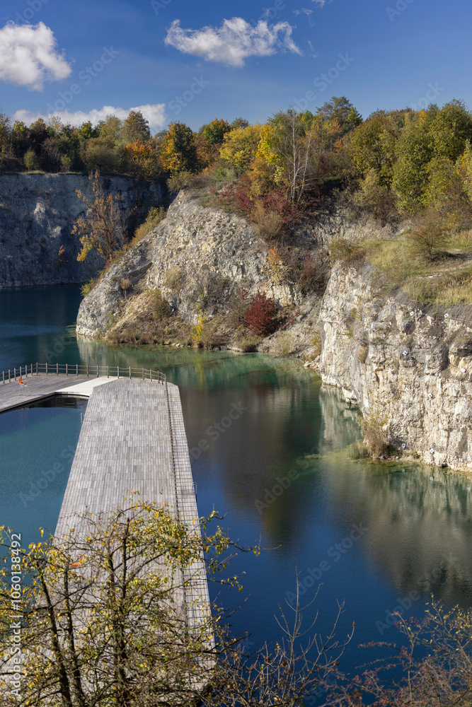 Beautiful view of Lagoon Zakrzowek, artificial water reservoir in city center, Krakow, Poland