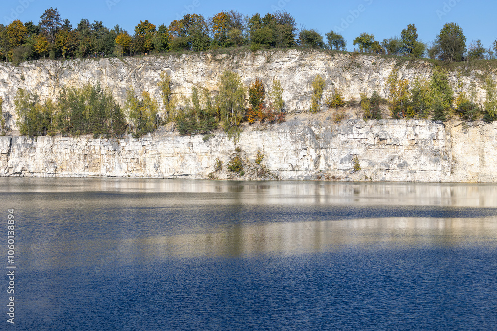 Beautiful view of Lagoon Zakrzowek, artificial water reservoir in city center, Krakow, Poland