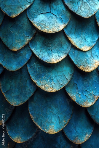 Wallpaper Mural Blue and gold textured scales in detailed patterns on a vibrant isolated background. Torontodigital.ca