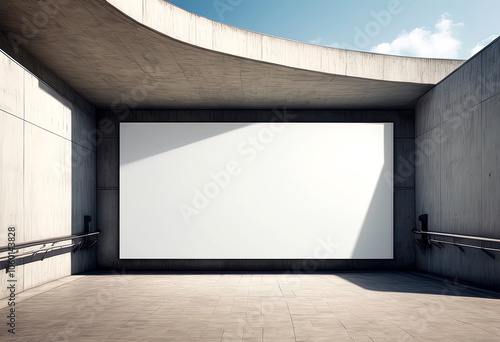 Mockup image of Blank billboard white screen posters and led in for advertising. Outdoor Poster frame Mockup. White billboard mockup on street. Empty mockup Lightbox for information.
 photo