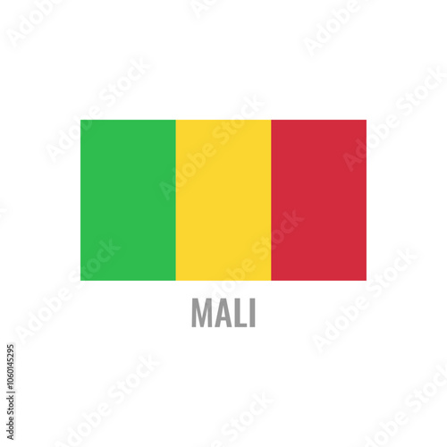 Mali flag icon. The country sign. Rectangle shape. Isolated on a white background. Vector image.
