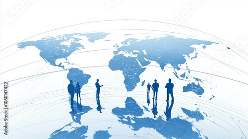 Global Business Connections in Futuristic Silhouette photo