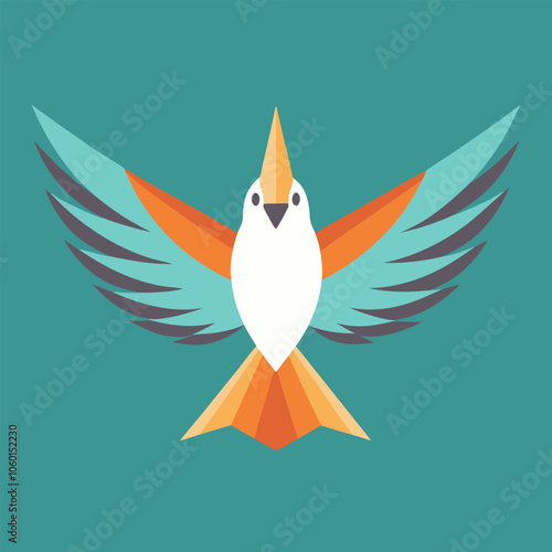 A simple, flat design illustration of a bird with its wings spread wide, symbolizing freedom, flight, and the joy of nature. Perfect for creating a whimsical, optimistic feel in your designs.