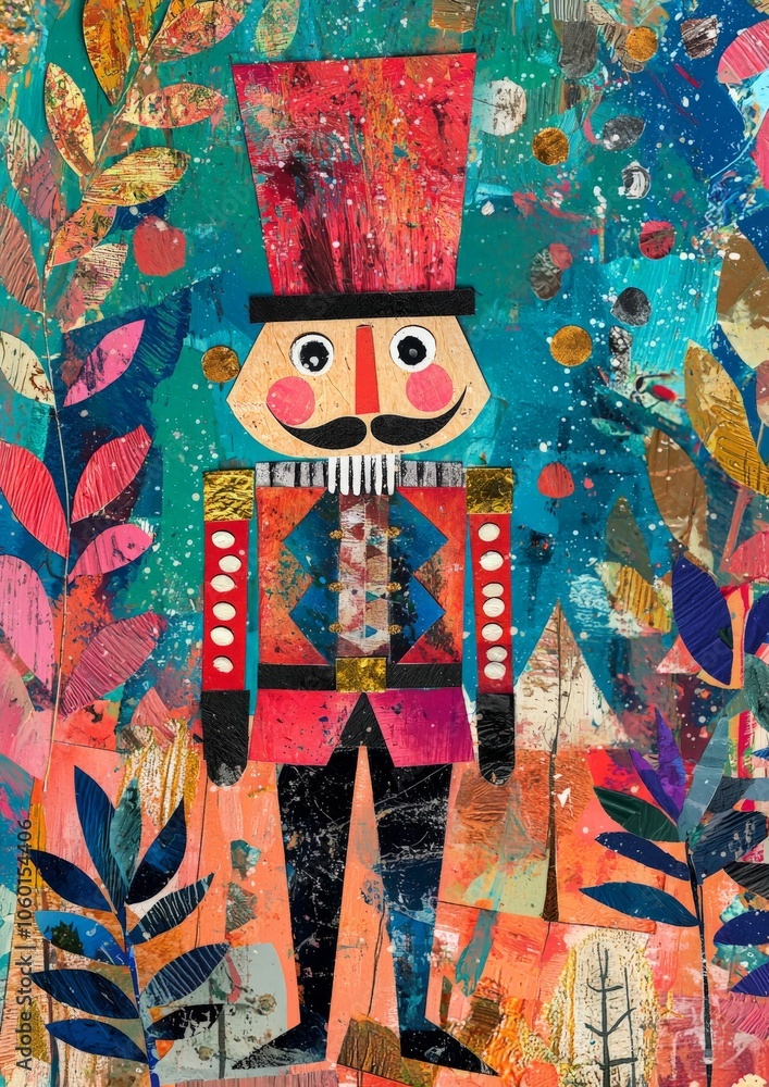 Fototapeta premium childrens christmas greeting card illustration of a nutcracker