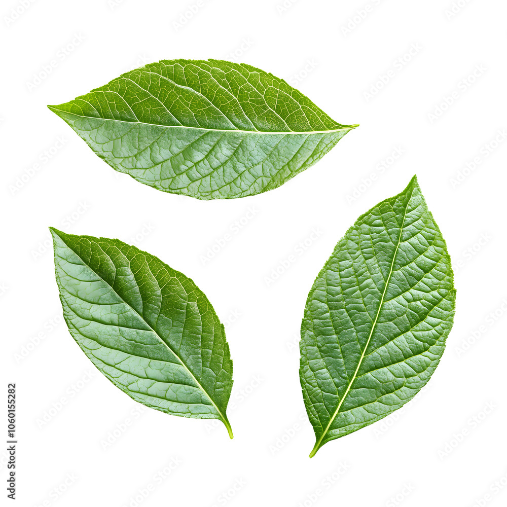 Fototapeta premium fresh green leaves isolated on transparent background Generative Ai.