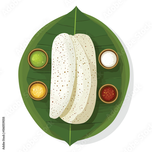 Authentic South Indian Dosa on Banana Leaf with Variety of Chutneys