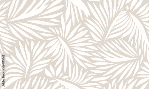 Vector Hand Drawn Abstract Leaves Seamless Pattern. Leaves Ornament. Trendy Contemporary Floral Design Perfect for Fabric, Prints, Social Media, Textile, Invitations, Branding Design.