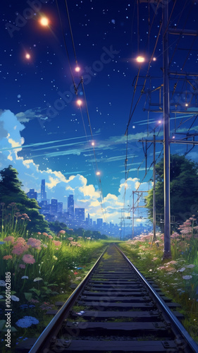 railway in the night