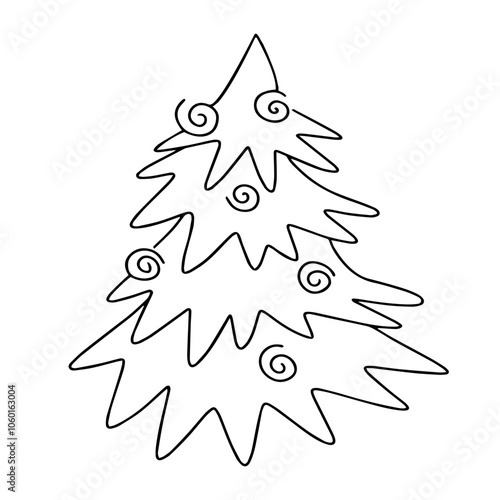 Vector doodles. Cartoon Christmas tree. Design element